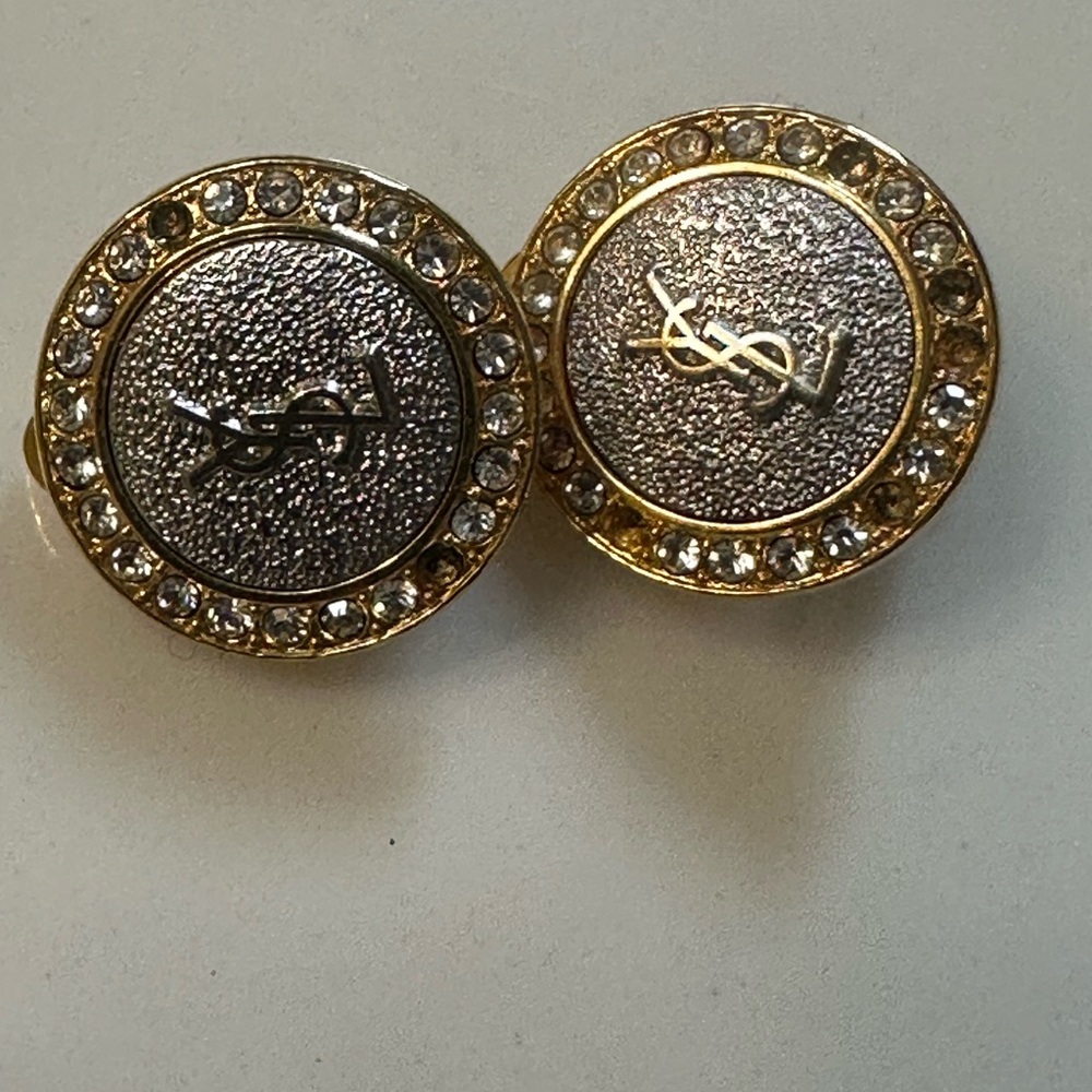 Authentic YSL Elegant Gold and Silver Women's Earrings